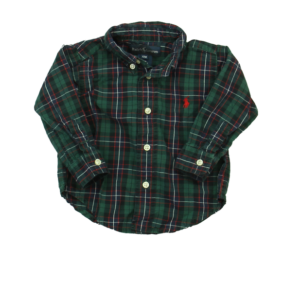 Ralph Lauren Other - Ralph Lauren Boys Navy | Green Plaid Button Down Long Sleeve size: 12 Months